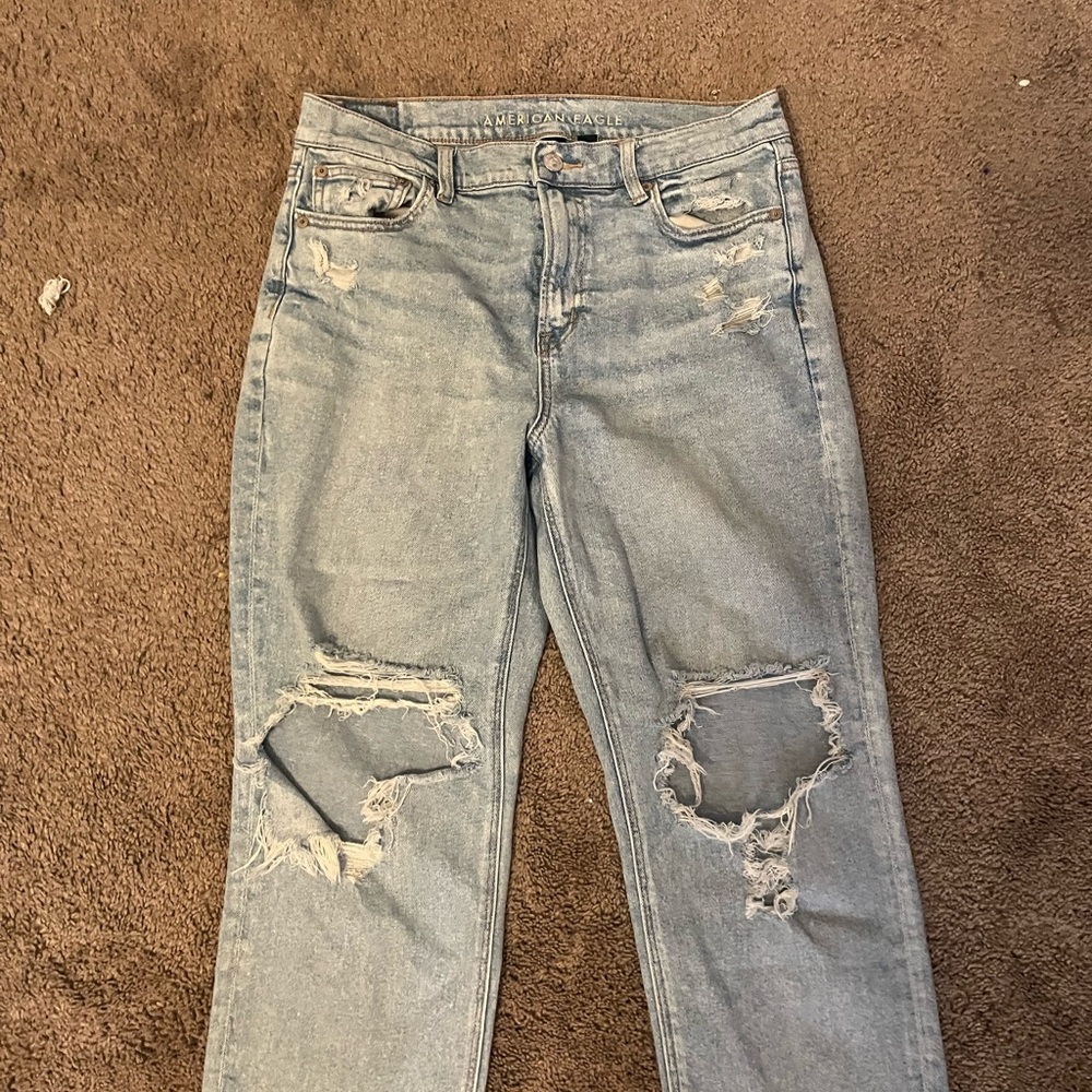 American Eagle Outfitters Blue Skinny Jeans with Distressed Knees